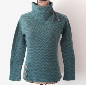 Prana Lucia Herringbone Mock Neck Wool Sweater